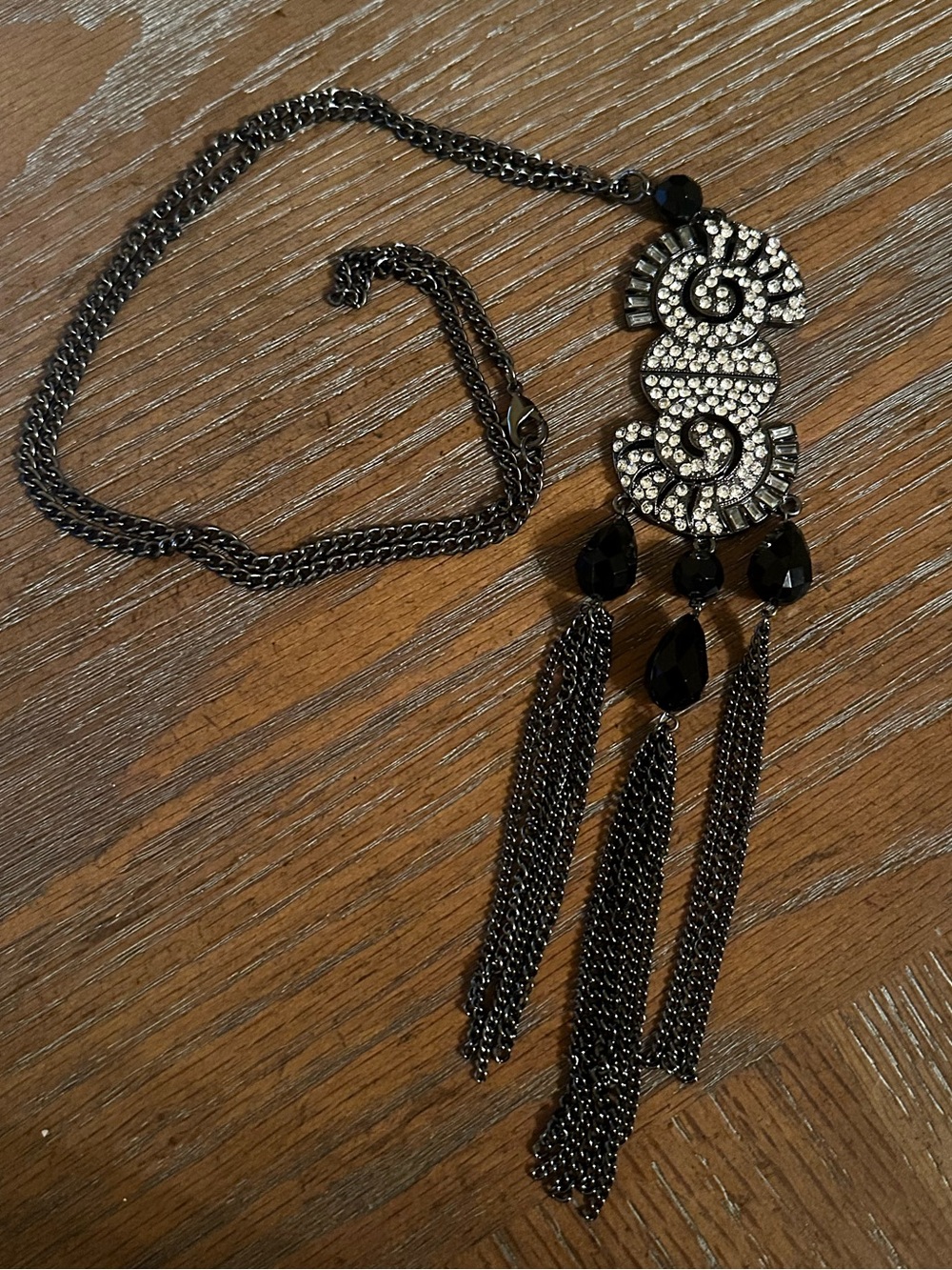 XL 1920’s style Rhinestone Tassel Necklace